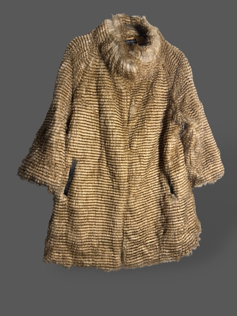 Via Spiga Golden Tan Faux Fur Teddy Jacket